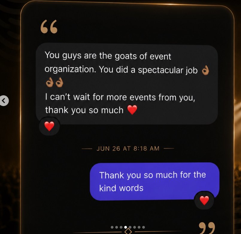 Customer feedback praising ASILI Experience event organization