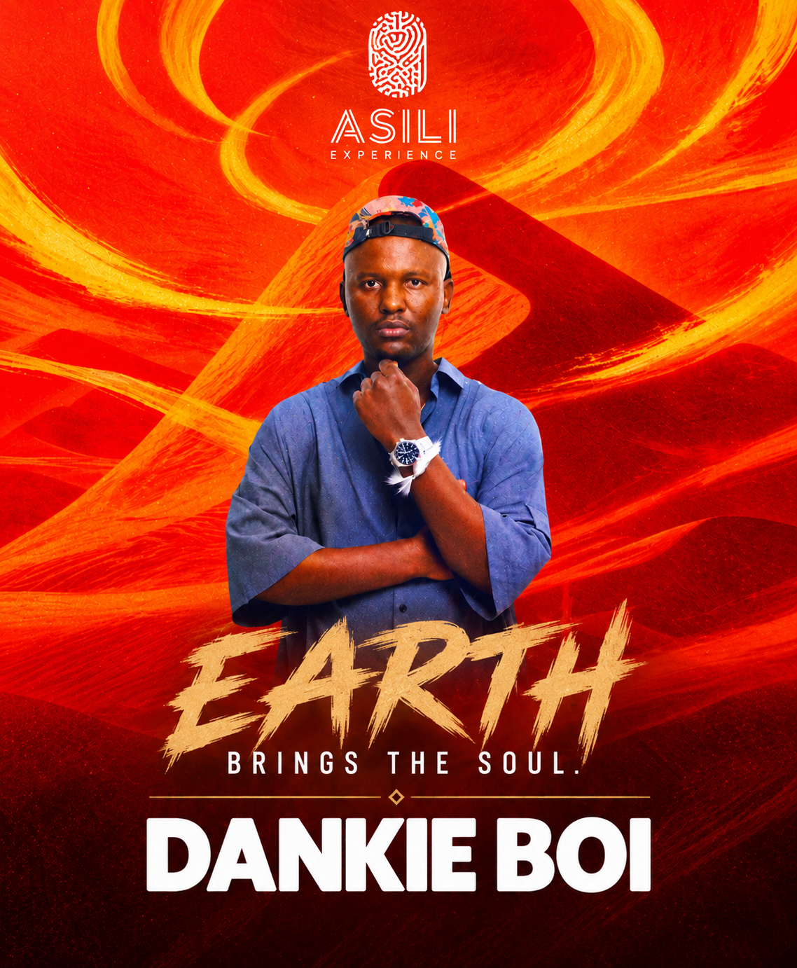 Dankie Boi representing earth in the ASILI Experience elemental campaign