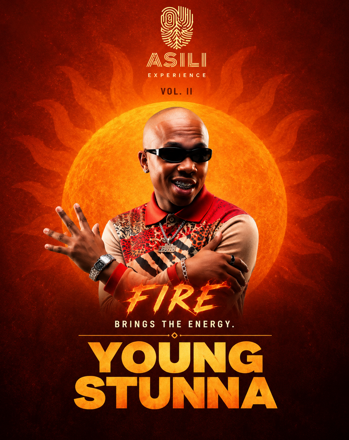 Young Stunna representing fire for ASILI Experience Vol. II